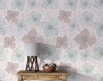Papel pintado de flores Papel pintado floral Papel pintado floral Decoración de pared sin costuras Vintage Impreso Papel tapiz autoadhesivo extraíble 1076EZ