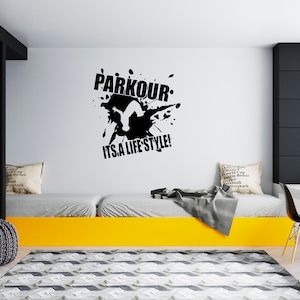 Parkour Wall Decal Silhouet Vrij lopende muur sticker SG1531