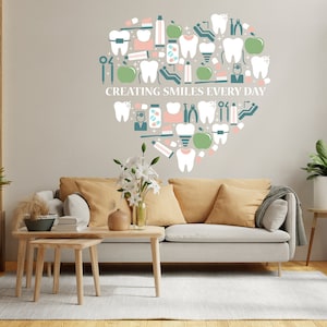 Dental Wall Art Decal, Dental Clinic Vinyl Wall Art Decals, Smile Teeth Decals, Dental Wall Decor Dental Clinic Wall Stickers 1186EZ