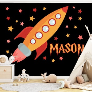 Custom Name Spaceship wall decal Personalized Gifts Rocket Wall Decal Rocket Room Decor Wall Decor Nursery gifts Sticker Space Decal 1416EZ