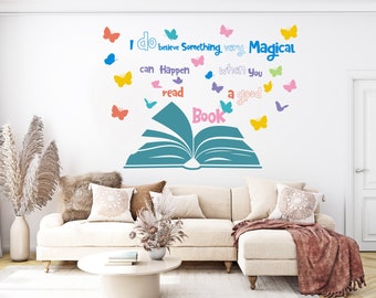 Book Quote Kids Wall Decal Books Quote Reading Room Library Book Shop Stickers Bookstore bookshelf Girl Boy Bedroom Mural 921EZ