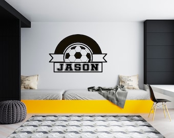 Personalized Name Soccer Wall Decal  Soccer Player Wall Sticker  Soccer Wall Decor SG262