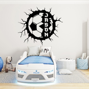 Large Custom Name Soccer Ball Wall Decal Wheel Football Decal Personalized Soccer Vinyl Wall Sticker-Boy Room 916EZ