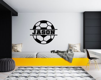 Personalized Name Soccer Wall Decal  Soccer Player Wall Sticker  Soccer Wall Decor SG257