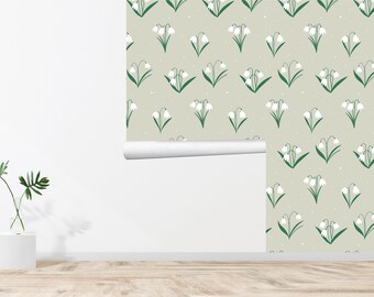 Frühling Florale Tapete -Frühlingsblume Ostern Tapete Illustriert Vintage Retro bedruckt abnehmbare selbstklebende Tapete 609EZ