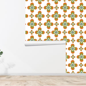 60s 70s Retro Wallpaper Floral Wallpaper Vintage Wallpaper Seamless Wall Decor Vintage Fabric Removable Self Adhesive Wallpaper 637EZ