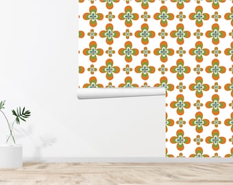 60er 70er Retro Tapete Floral Tapete Vintage Tapete Nahtlose Wand dekor Vintage Stoff abnehmbare selbstklebende Tapete 637EZ
