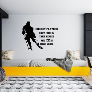 Ice Hockey Wall Decal  Hockey Player Wall Decal  Hockey Stick  Sports Hockey Quote Wall Decal SG202