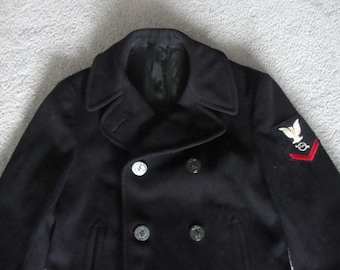 Vintage Navy Pea Coat 44 S DSCP by Stearlingware of Boston