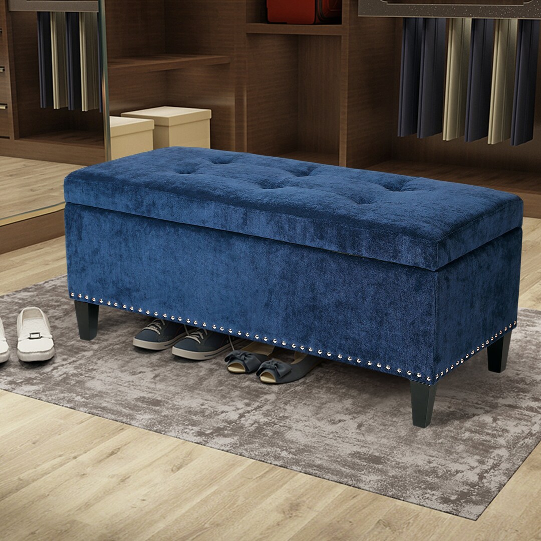 Storage Ottoman Bench Microfiber Rectangular Button Tufted Etsy