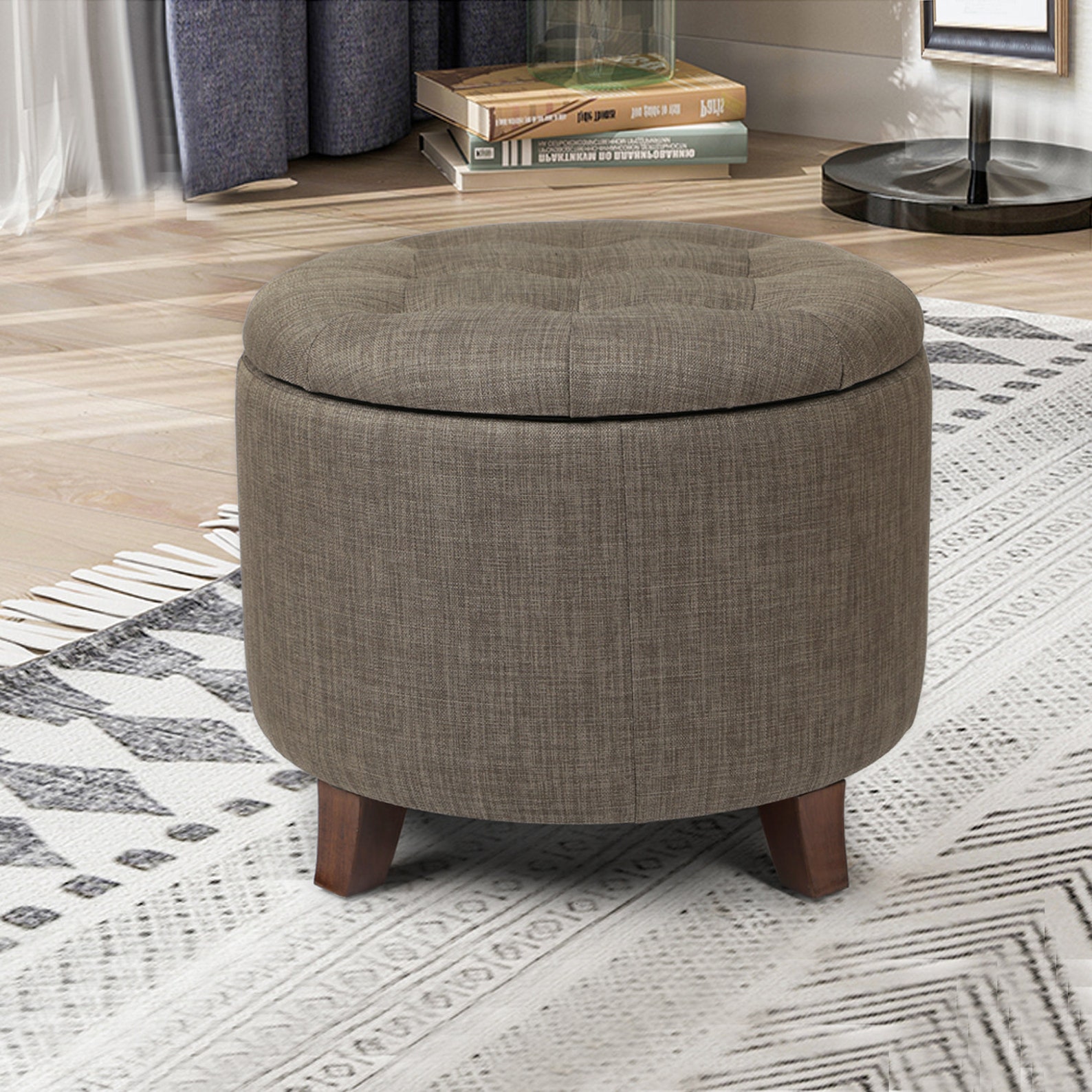 Round Pouffe Ottoman with Storage Coffee Table with Removable Etsy