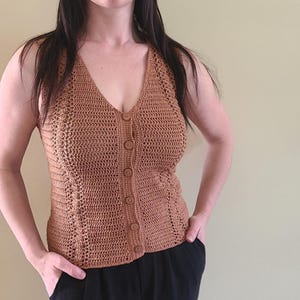 Crochet Summer Vest Pattern: Women&#39;s Button-Up Design (PDF Pattern)