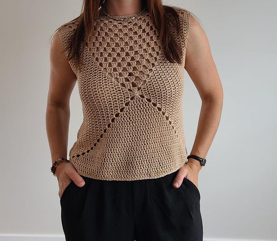 Patrón de top de crochet cuadrado de abuela: Apto para