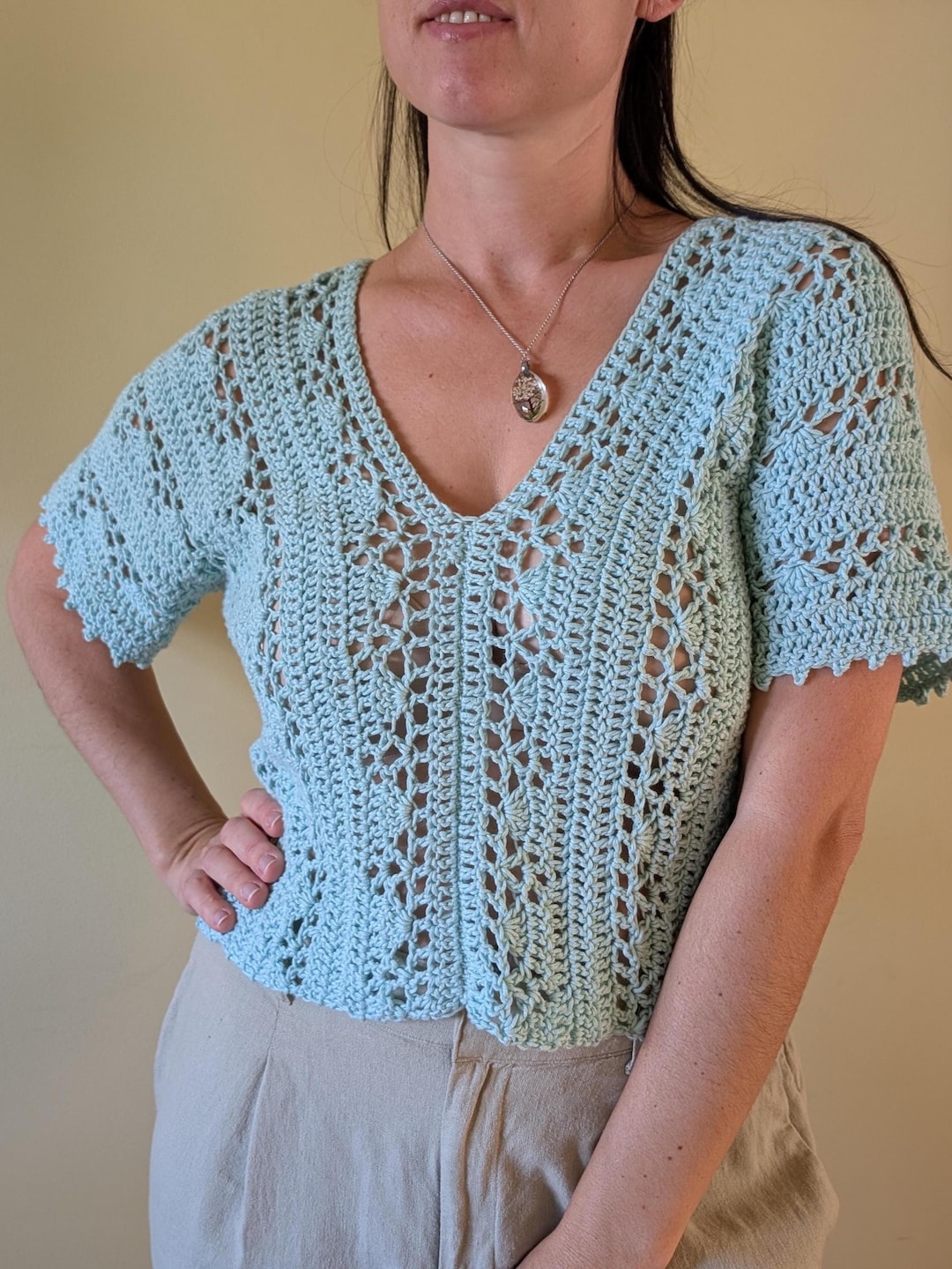 Crochet Lace Top Pattern: Women's V-neck Tee (PDF Pattern) - Etsy