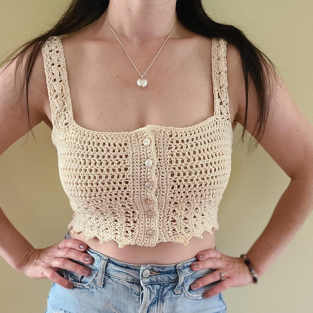 Crochet Crop Top Pattern: Zonia Top, Adjustable Sizes (PDF