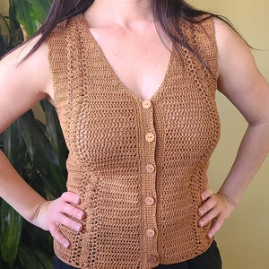 Crochet Summer Vest Pattern: Women's Button-Up Design (PDF Pattern)