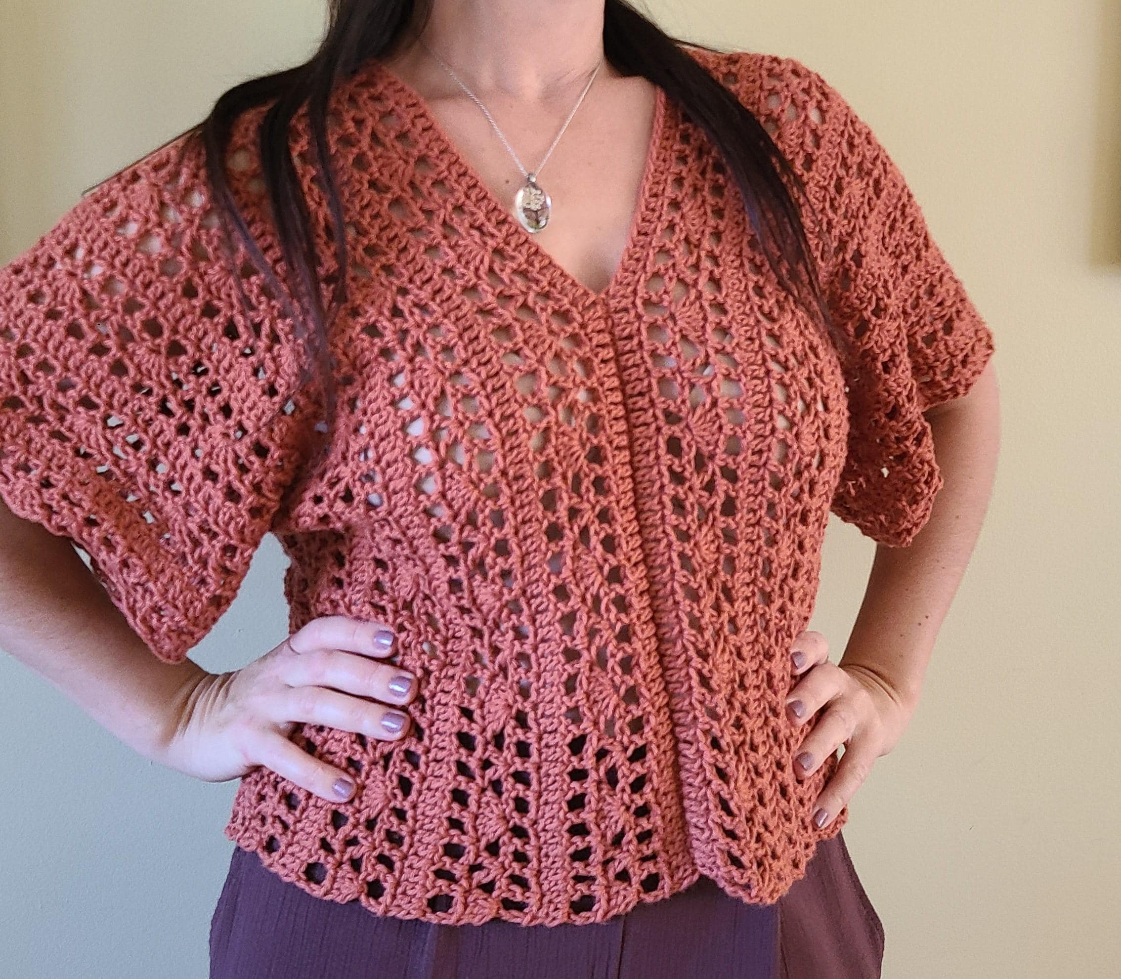 Crochet Lacy Top Pattern: Women's V-neck Tee (PDF Pattern) - Etsy