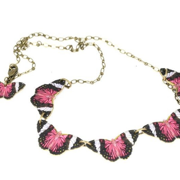 Fuchsia Butterfly Collier Pink Butterfly Collier Insecte Bijoux Magnifiquement Fait main Victorian Images Bijoux victoriens