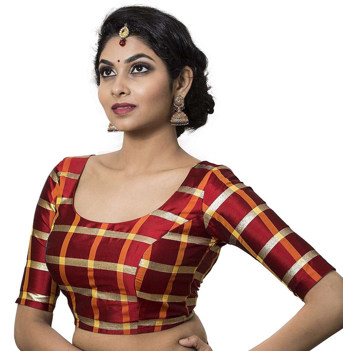 SareeBlouses Elbow Length Sleeves Designer Silk Readymade Etsy