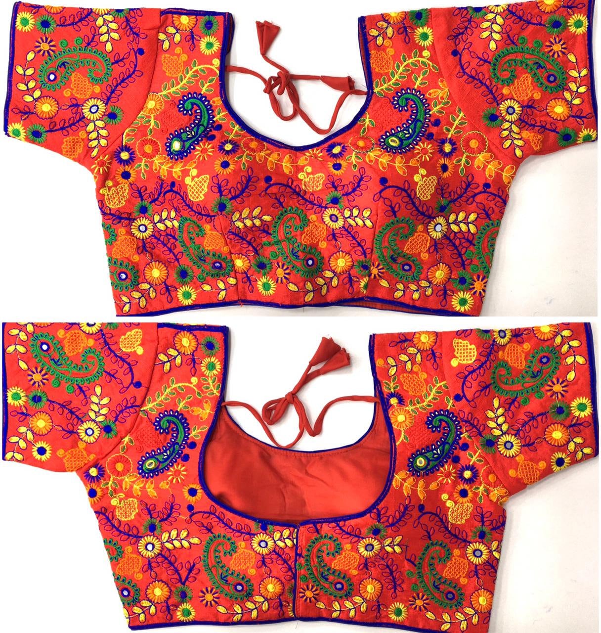 Red Readymade Rajasthani Designer Saree Blouse Floral Jaipuri Etsy