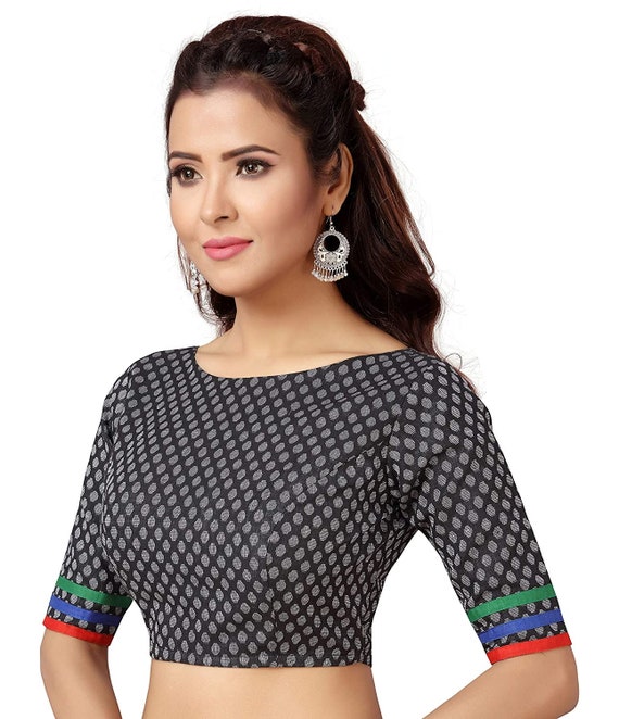 Cotton Readymade Saree Blouse With Elbow Length Sleeves Etsy