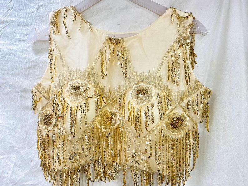 Golden Bollywood Readymade Saree Blouse Indian Sequence Embroidered Choli Stitched Sari Wedding wear Fabric Craft Tunic Top Brides Women