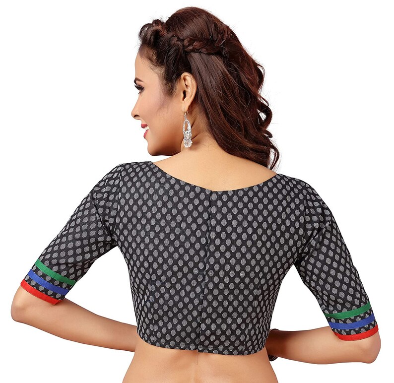 Cotton Readymade Saree Blouse With Elbow Length Sleeves Etsy