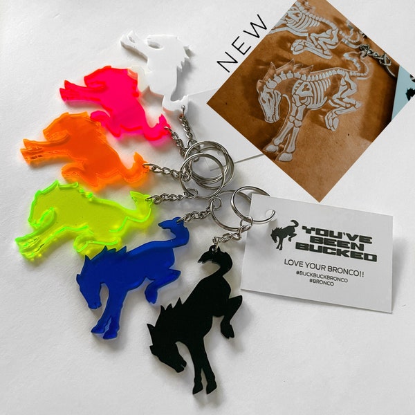 Gloss Bucking Bronco Keychains, Buck Buck Bronco Keychains with or w/o tags, You've Been Bucked Keychain