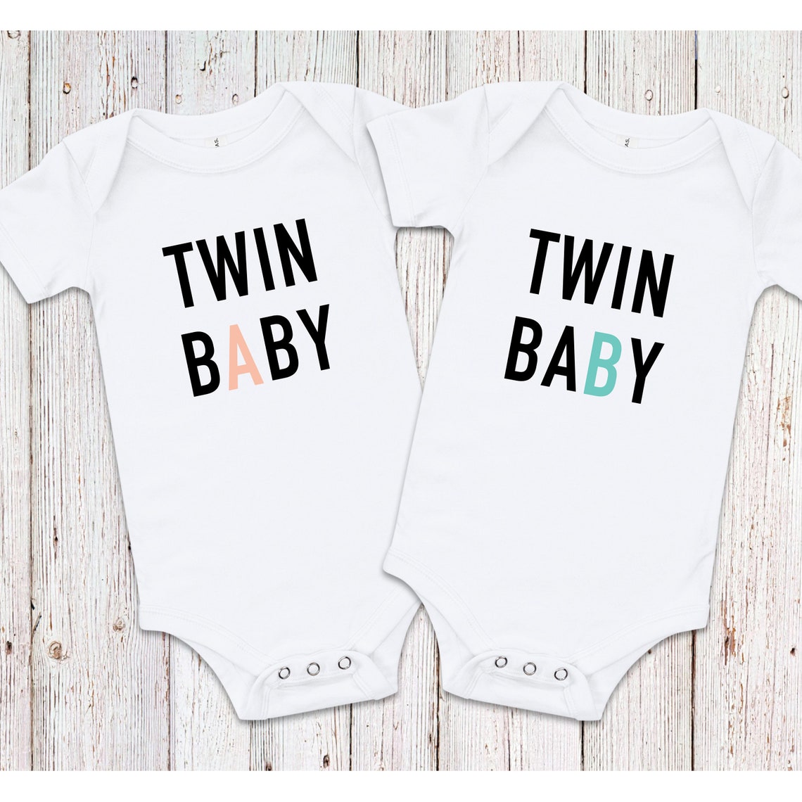 Twin Baby Onesies SVG, Twin A, Twin B Onesie SVG Etsy España