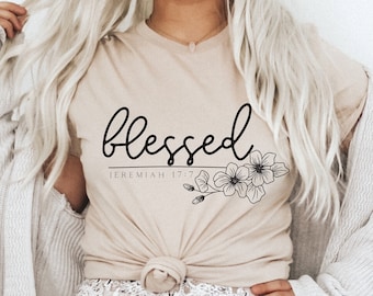 Christian Shirts SVG blessed PNG Cross Clipart Jesus Wall Art Vinyl Decal Boho Minimalist Inspirational Quotes Sayings Blessed Flower Floral