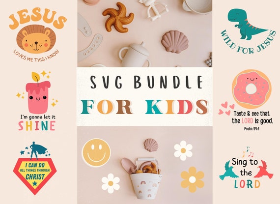 Christian Shirts SVG Bundle Child of God PNG Birthday Children Kids Faith Clipart Boho Minimalist Inspirational Nursery Cricut Smiley Face