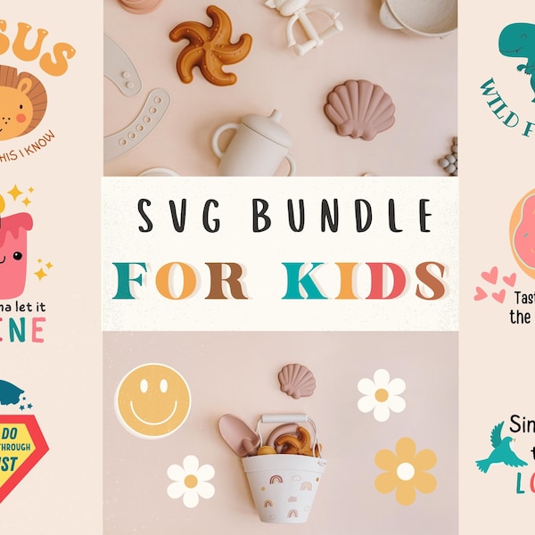 Christian Shirts SVG Bundle Child of God PNG Birthday Children Kids Faith Clipart Boho Minimalist Inspirational Nursery Cricut Smiley Face