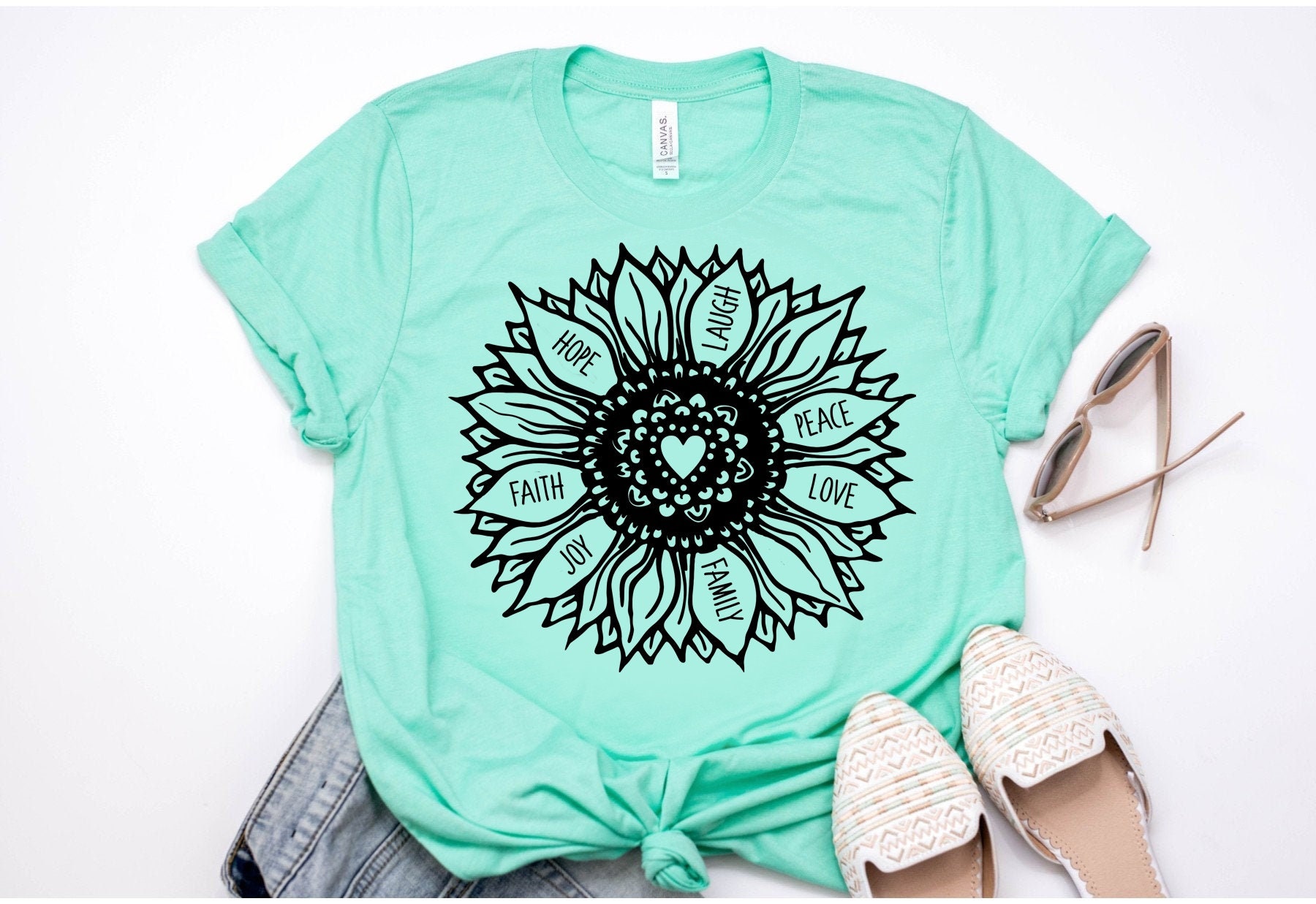 Sunflower SVG Christian Shirts PNG Faith Hope Love Family | Etsy India