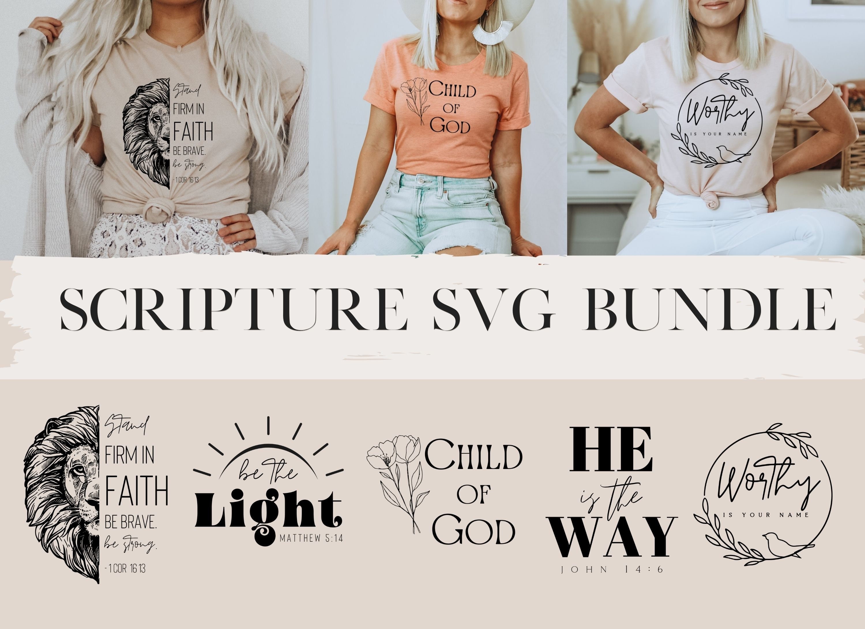 Christian SVG Bundle Scripture Faith PNG Cross Clipart Jesus Wall Art ...
