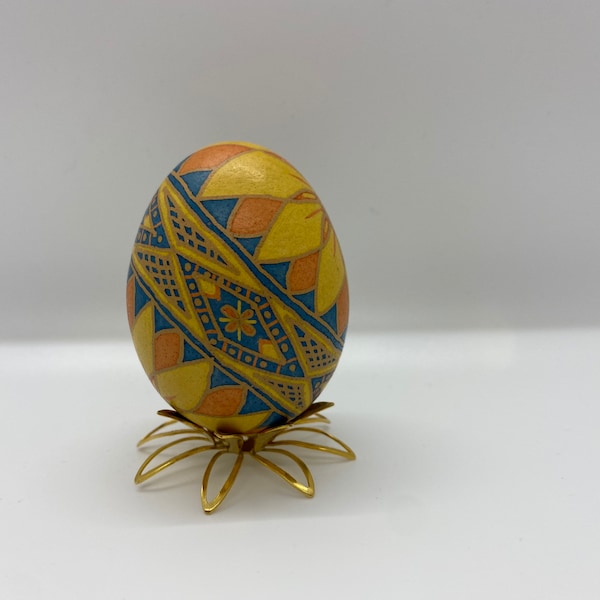 Chicken Egg Pysanka, Brown Sunflower, Pisanki, Ukrainian Easter Egg, Pysanky, Batik, Egg Art