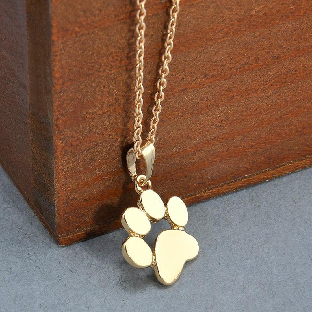 Small Gold Dog Paw Chain Necklace Pet Etsy