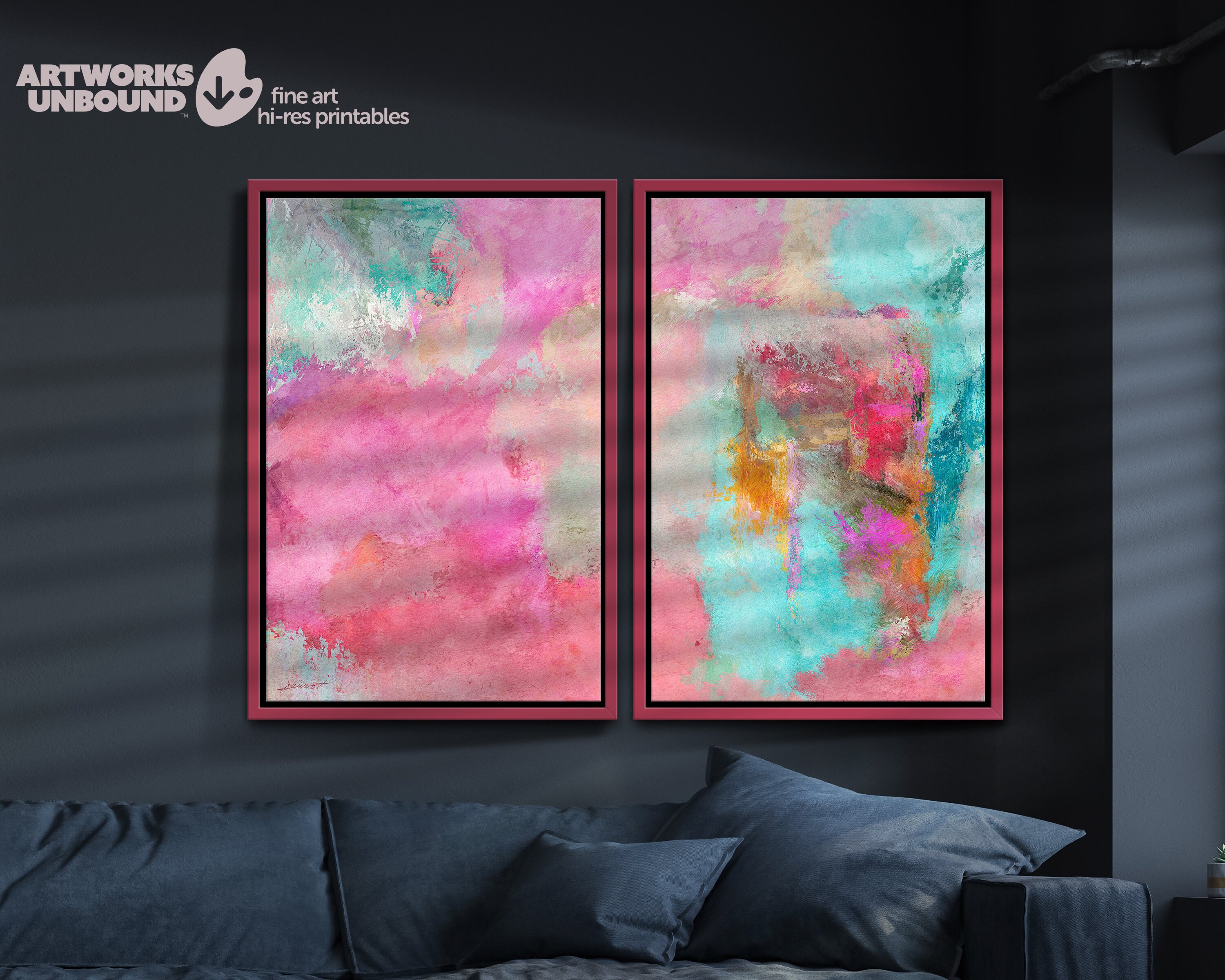 Abstract Art Print SetSet of 2 PrintsWall ArtPrintable Etsy