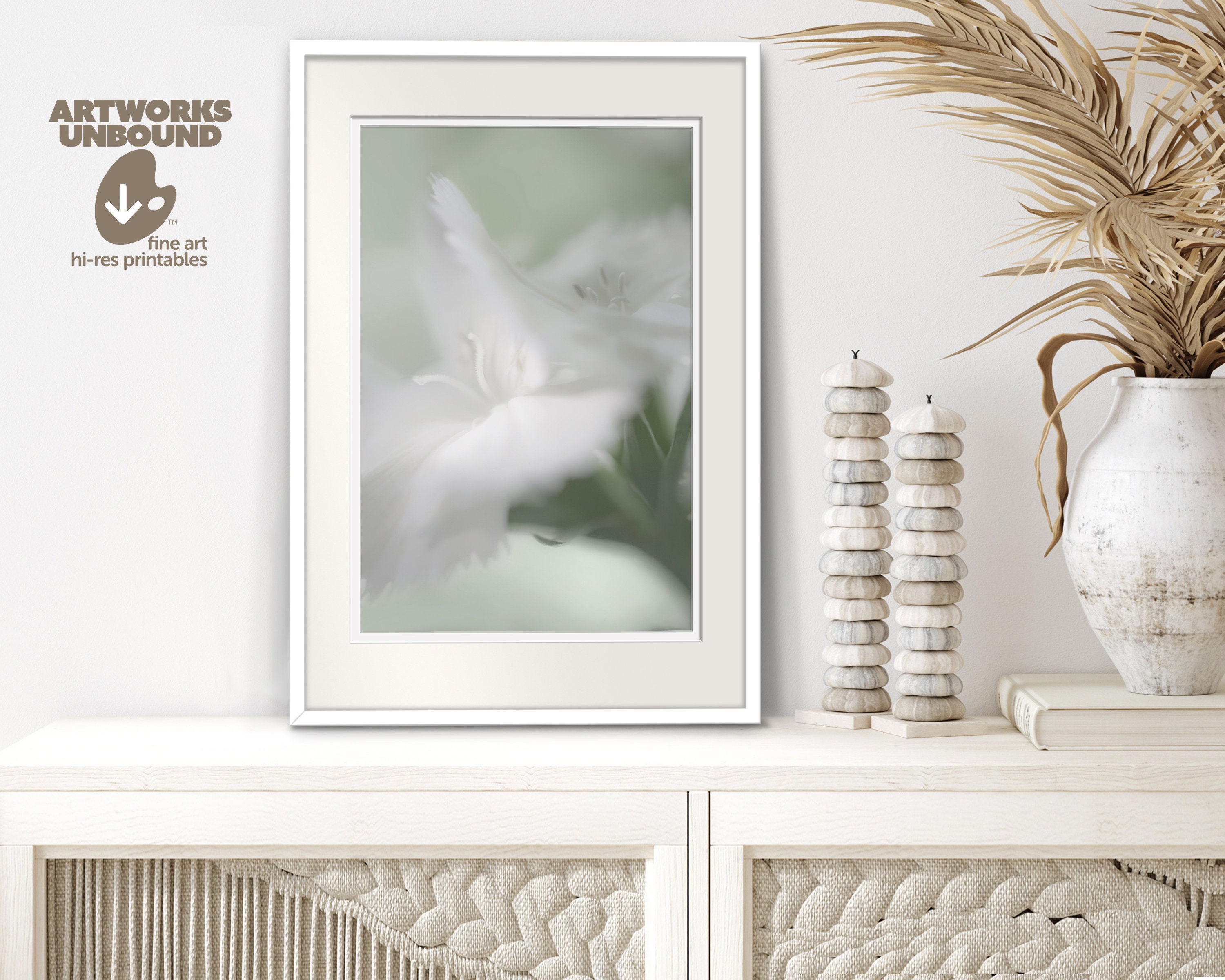 White Flower Wall Art Decor Digital Print Floral Art Print Etsy