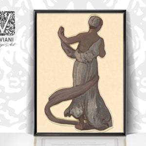 Vintage Woman Portrait Art Print: Downloadable Female Figure Sketch (Digital Download)