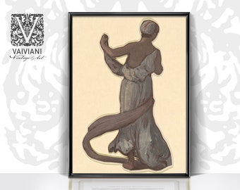 Vintage Woman Portrait Art Print: Downloadable Female Figure Sketch (Digital Download)