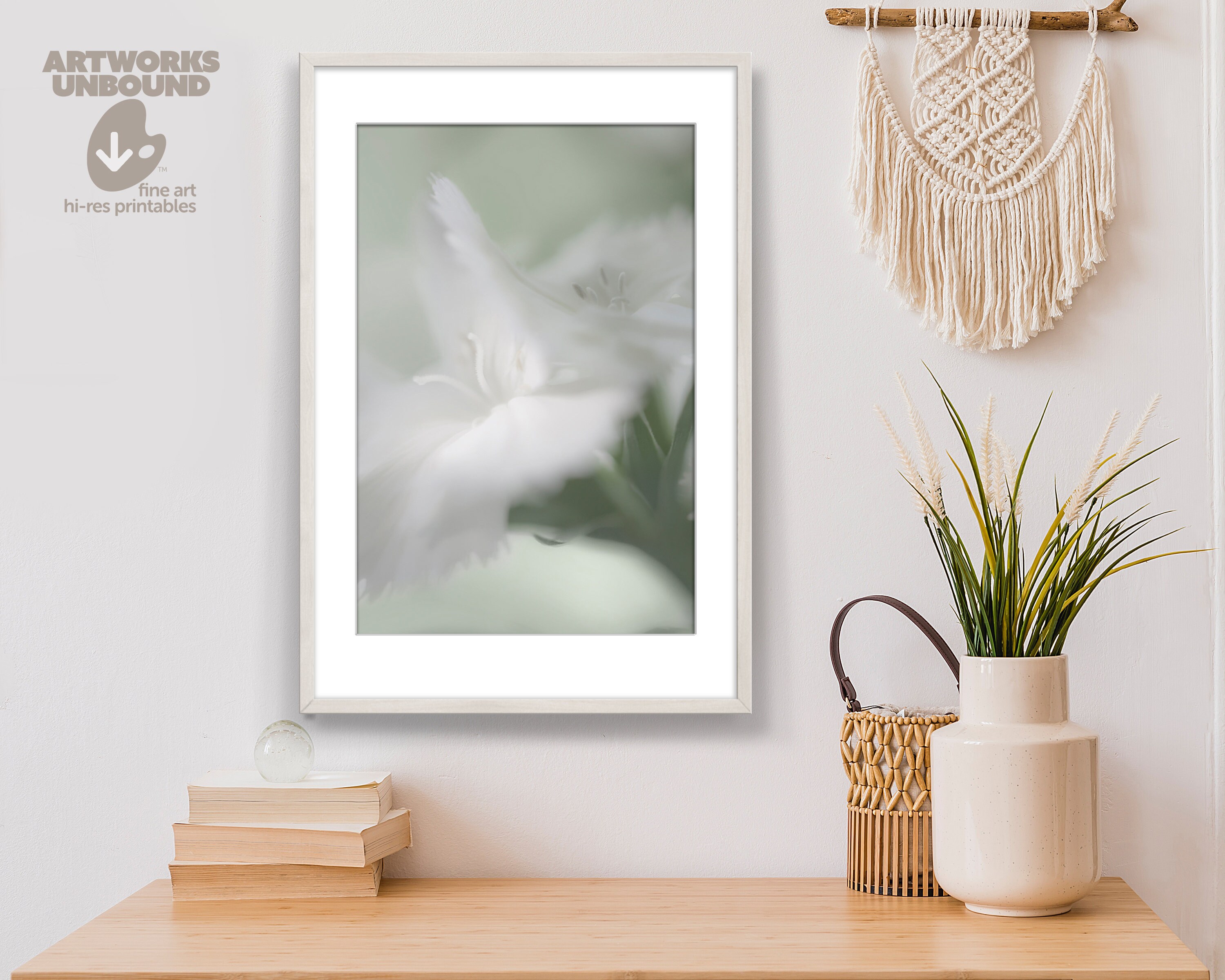 White Flower Wall Art Decor Digital Print Floral Art Print Etsy