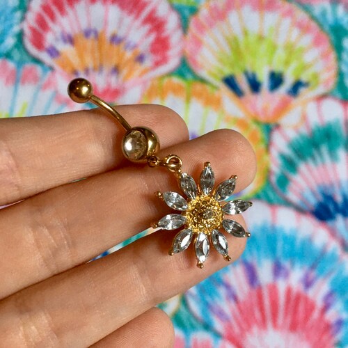 Sunflower Belly Button Ring Etsy