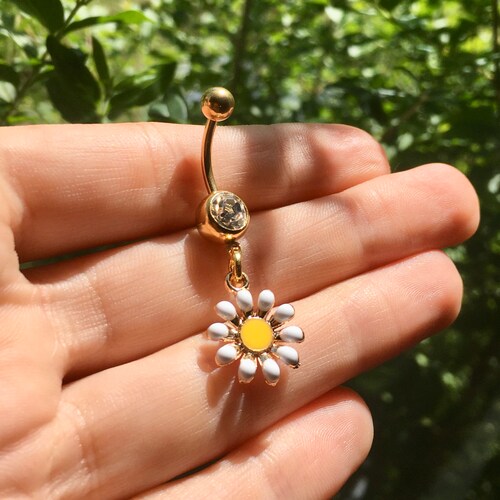Ladybug & Daisy Belly Button Ring Etsy