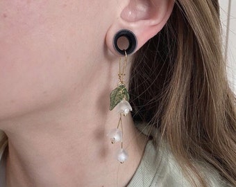 Lily Flower Earrings For Gauges | Dangles For Gauges | Tunnel Dangles | Earrings