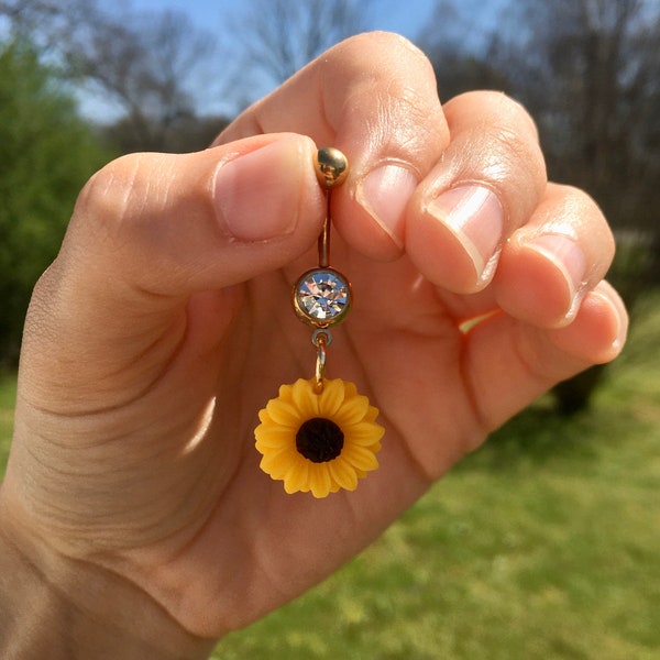 Sunflower Belly Ring Etsy