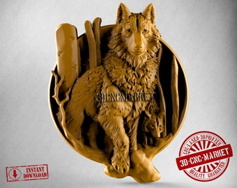 Wolf, 3D Stl Model 0301, for CNC Router Engraver, Carving Machine, Relief, Artcam, Aspire, VCarve, Cutt3D