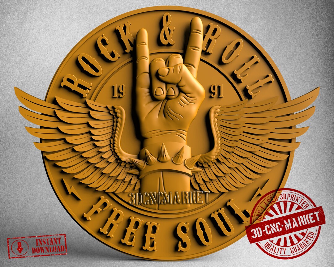 Rock & Roll, 3D Stl Model 10221, for CNC Router Engraver, Carving ...