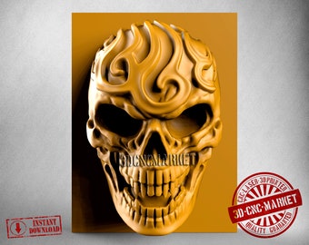 Artistic Skull, 3D Stl Model 6501, for CNC Router Engraver, Carving Machine, Relief, Artcam, Aspire, VCarve, Cutt3D