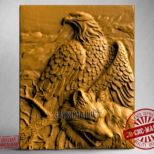 Eagle, 3D Stl Model 0455, for CNC Router Engraver, Carving Machine, Relief, Artcam, Aspire, VCarve, Cutt3D