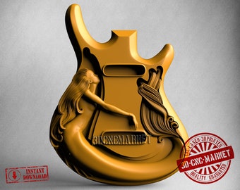 Guitar Body Mermaid, 3D Stl Model 10286, for CNC Router Engraver, Carving Machine, Relief, Artcam, Aspire, VCarve, Cutt3D
